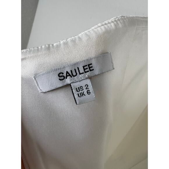 Sau Lee Priyanka Strapless Gown Maxi Dress Satin Ruched Side Slit Bridal Ivory 2 - Picture 11 of 12